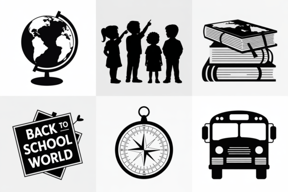Back to School Icons Set Globe Books: A Versatile Design Asset for Creative Projects
