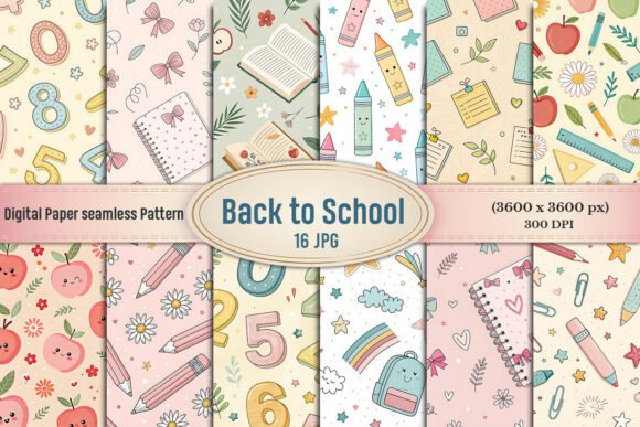 Pastel Back to School Cute Digital Paper: A Versatile Design Asset for Creative Projects