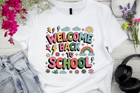 Welcome Back to School Groovy Retro Text